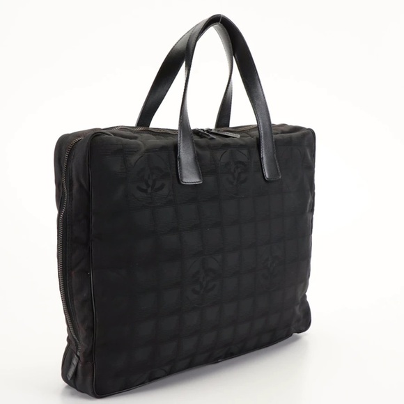 Chanel Logo Black Nylon & Leather Travel Ligne Document or Laptop Bag - Picture 2 of 7
